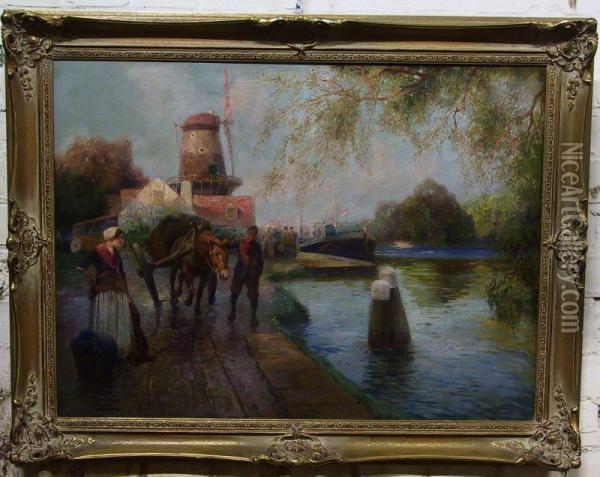 Kooplieden Langd De Kade In Volendam Oil Painting - Rudolf Alfred Hoger