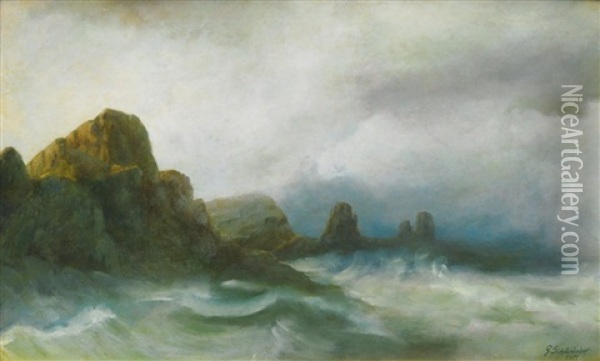 Felsenkuste Oil Painting - Gustav Schoenleber
