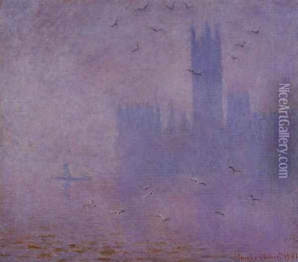 Houses of Parliament, Seagulls I Oil Painting - Claude Oscar Monet