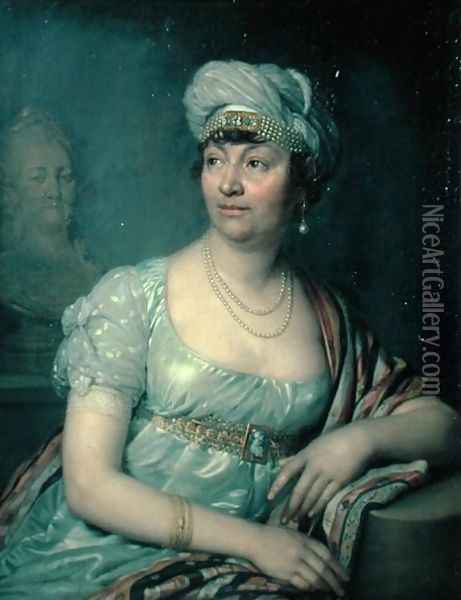 Portrait of Germaine de Stael Oil Painting - Vladimir Lukich Borovikovsky