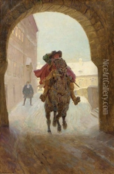 In Full Gallop Oil Painting - Ludwig Koch
