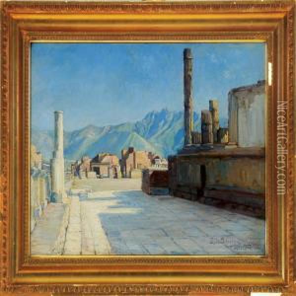 Italian Scene Frompompei On A Summer Day Oil Painting - Hans Gyde Petersen
