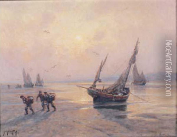 Le Retour Des Pecheurs, Circa 1905 Oil Painting - Georges Philibert Charles Marionez