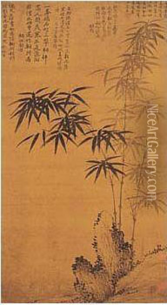 Bamboo Oil Painting - Wang Fu