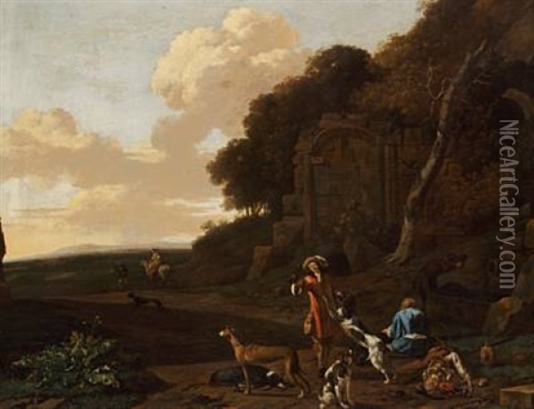 Hunters Resting Oil Painting - Abraham Jansz. Begeyn
