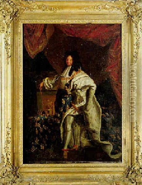 Den Franske Solkonge Ludvig Xiv I Kroningsdragt Oil Painting - Hyacinthe Rigaud