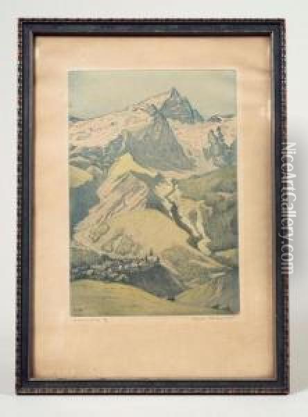 Mountainscene Oil Painting - Henri Georges Jean Meunier