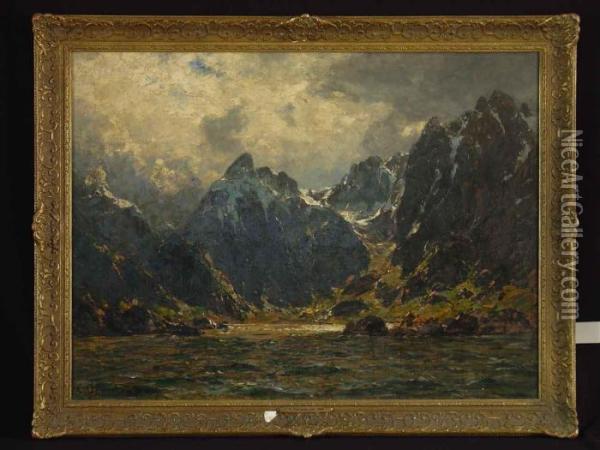 Fjordlandschaft Oil Painting - Carl August H. Oesterley