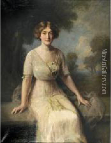 Portrait Of Miss Genevieve Power, Daughter Of R. Power Of Boston, Mass Oil Painting - Frank Percy Wild