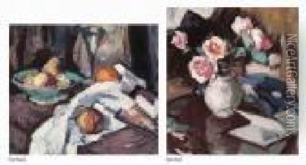 Still Life With Roses Oil Painting - Samuel John Peploe