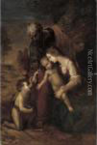 The Holy Family With The Infant St. John The Baptist Oil Painting - Raphael (Raffaello Sanzio of Urbino)