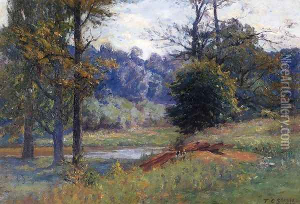 Along the Creek (or Zionsville) Oil Painting - Theodore Clement Steele