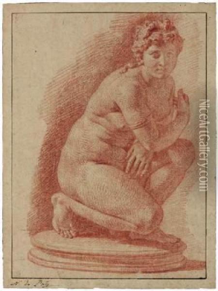 Aphrodite Au Bain, D'apres L'antique Oil Painting - Nicolas I De Poilly