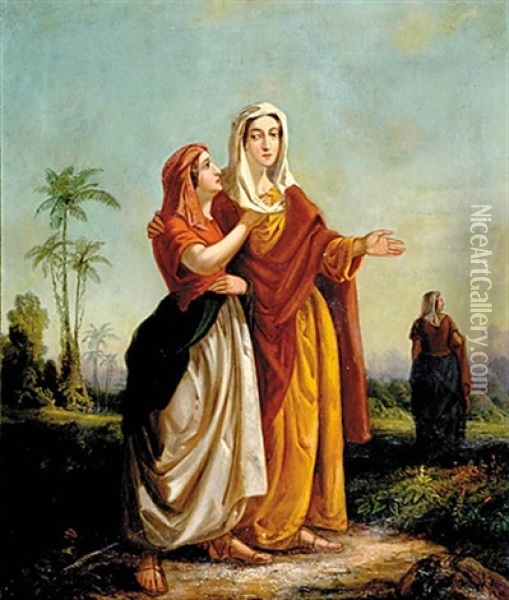 Ruth, Naomi & Orpah Oil Painting - Samuel P. Dyke