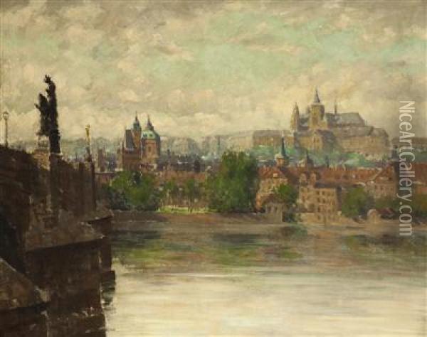 A View Of Prague Castle Oil Painting - Stanislav Feikl
