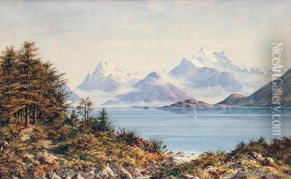 Mt Earnslaw And Lake Wakatipu Oil Painting - Charles Decimus Barraud
