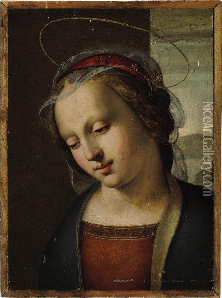 The Madonna: A Fragment From An Altarpiece Oil Painting - Ridolfi Domenico Di Ghirlandaio