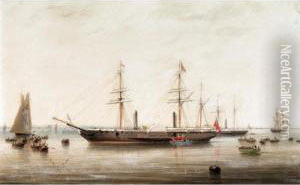 The P & O Liner Hindustan Receiving Queen Victoria On Board Oil Painting - Robert Strickland Thomas