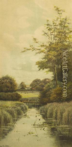 Marsh Bridge Oil Painting - George Houston
