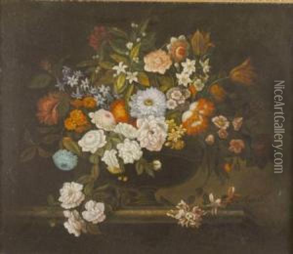Still Life With Flowers Oil Painting - Balthasar Van Der Ast