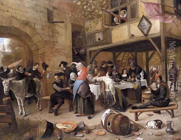 Feast of the Chamber of Rhetoricians near a Town-Gate Oil Painting - Jan Steen