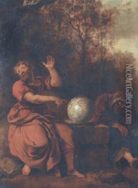 Theocrite Et Democrite Oil Painting - Cornelis Cornelisz Van Haarlem