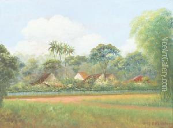 Indonesische Kampong Oil Painting - Jacobus Versteegh
