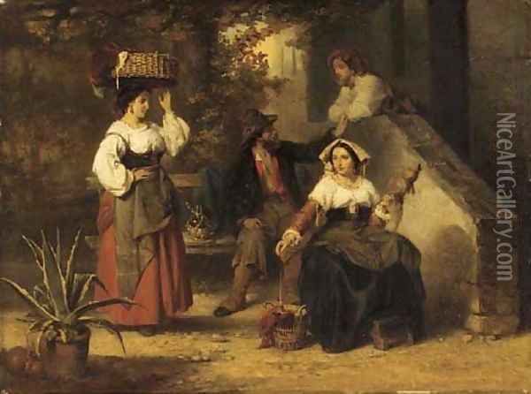 The woolspinners Oil Painting - Karel Frans Philippeau