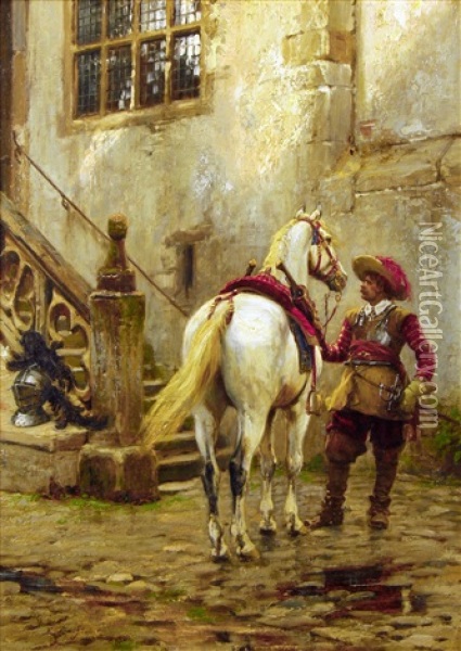 A Fresh Horse Oil Painting - Ernest Crofts