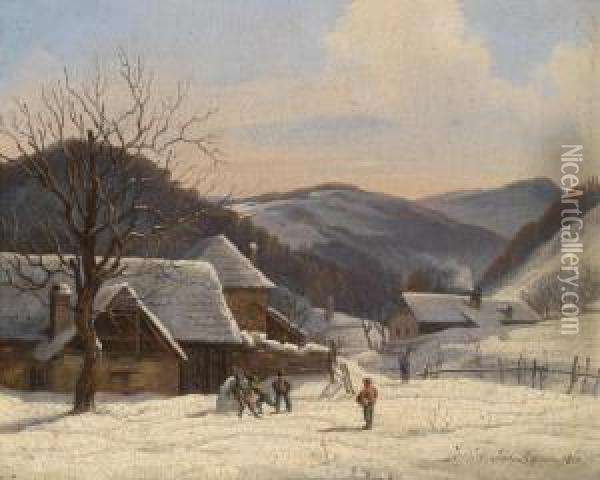 Winter Landscape Oil Painting - Johann Josef Rauch