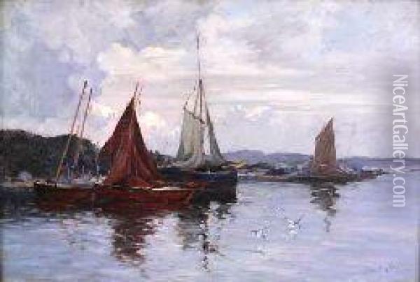 Fishing Boats In Harbour Oil Painting - Joseph Milner