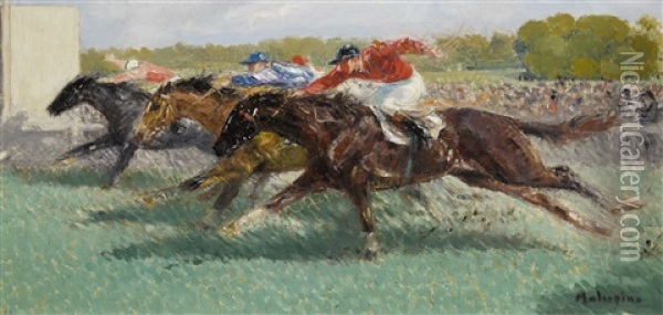 Horse Race Oil Painting - Louis Ferdinand Malespina