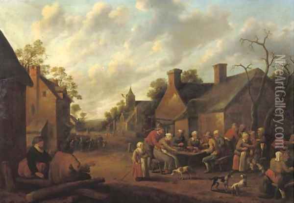 A peasant feast in a village Oil Painting - Joost Cornelisz. Droochsloot