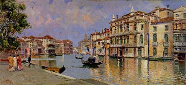 Venetian Lagoon Oil Painting - Antonio Maria de Reyna Manescau