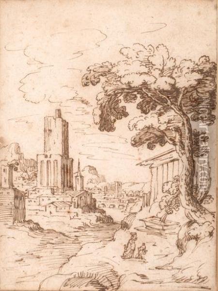View Of The Torre Delle Melizie In Rome Oil Painting - Matthijs Bril