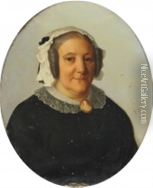 Portrait De Dame Au Bonnet Oil Painting - Gabriel Tyr