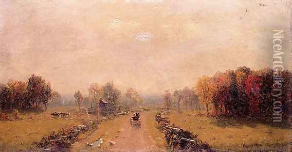 Carriage On A Country Road Oil Painting - Sanford Robinson Gifford