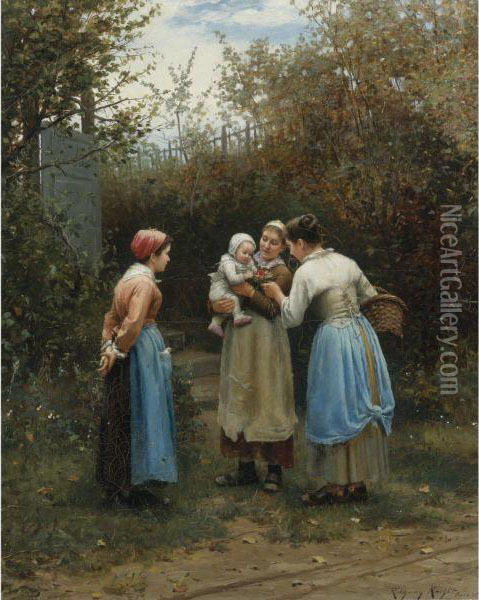 The First Born Oil Painting - Daniel Ridgway Knight