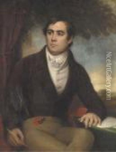 Portrait Of A Gentleman, Seated Three-quarter Length At A Writingtable Oil Painting - Sir John Watson Gordon