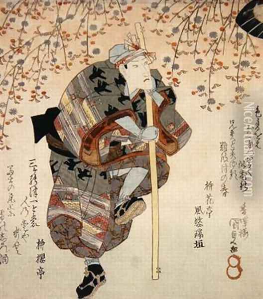 Onoe Kikugoro III as Shimbei in Sukeroku yukari no Edo zakura Oil Painting - Utagawa Kunisada