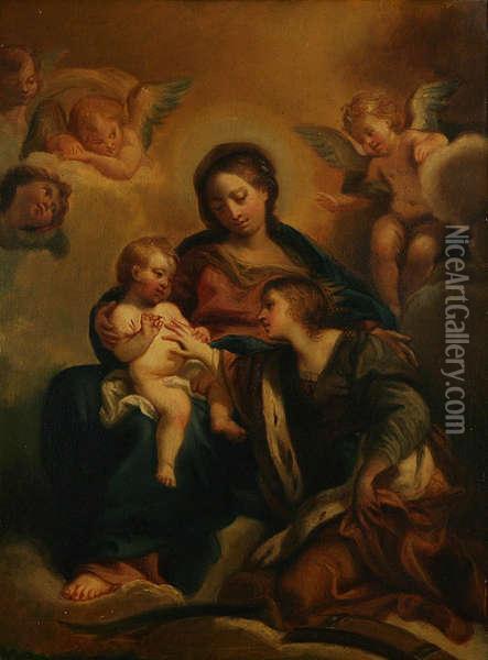 Sint-anna, De Maagd En Het Kind Oil Painting - Pierre-Joseph-Clestin Franois