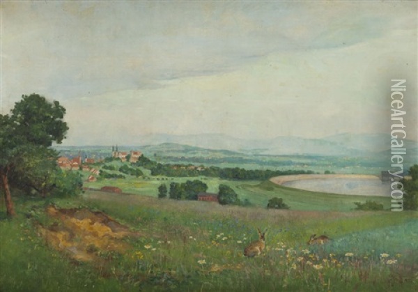 Silesian Landscape Oil Painting - Hans Dressler