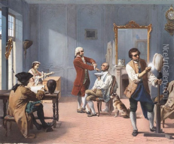 Chez Le Perruquier Oil Painting - Theodore Pierre Nicolas Maillot