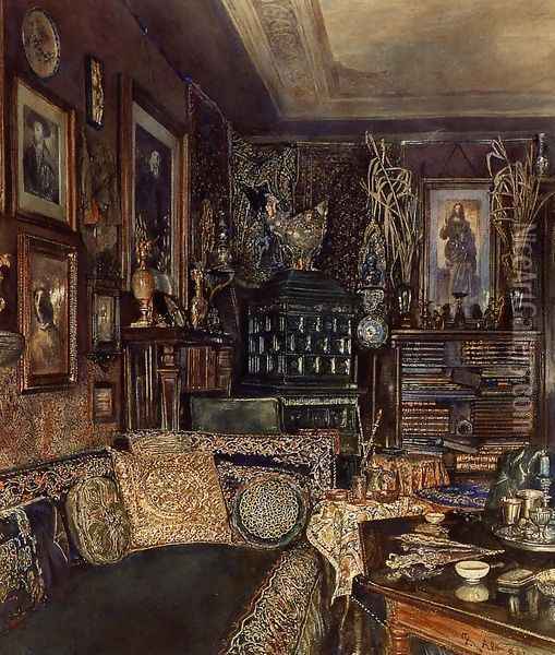 The Office of Count Lanckoronski, Vienna Oil Painting - Rudolf Ritter von Alt