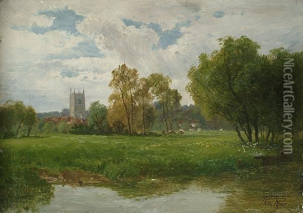 Dedham Water Meadows Oil Painting - Thomas Pyne
