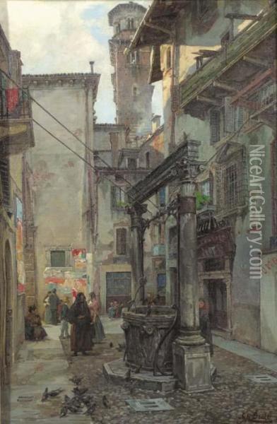 A Waterwell In Verona Oil Painting - Theodor Groll