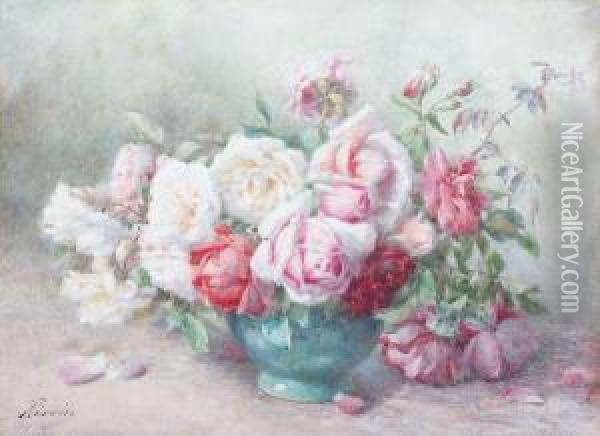 Roses Dans Un Vase Oil Painting - Francois Rivoire