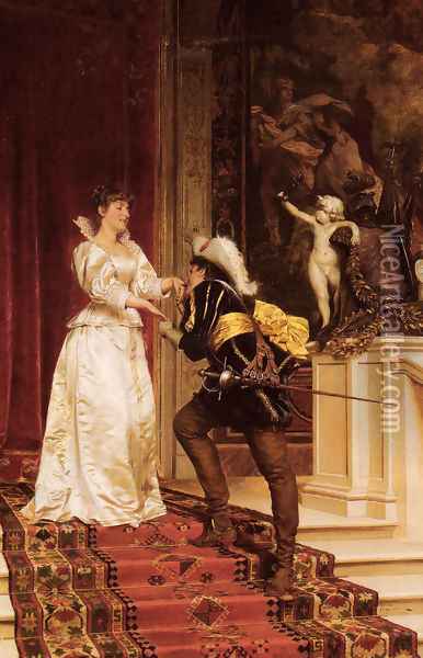 The Cavalier's Kiss Oil Painting - Charles Joseph Frederick Soulacroix