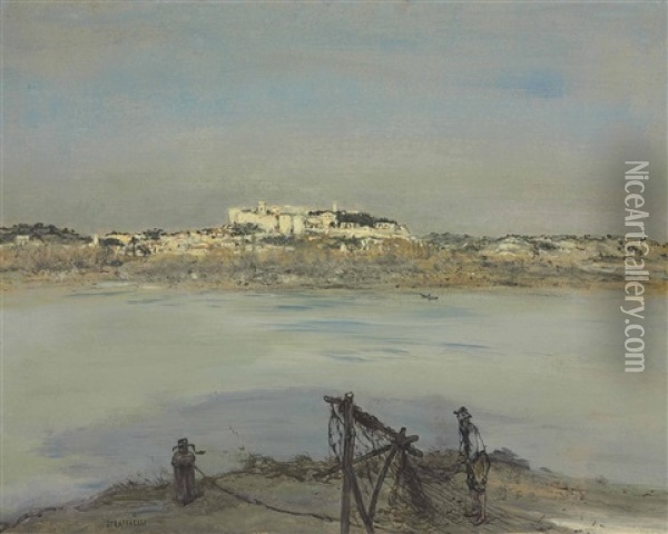 Le Rhone A Avignon Oil Painting - Jean Francois Raffaelli