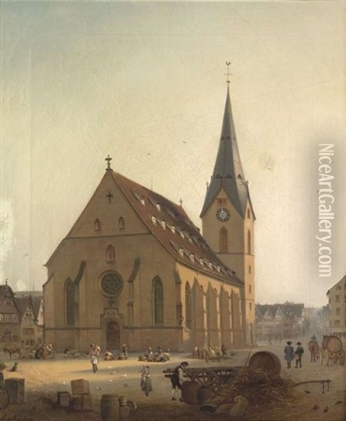 Die Leonhardskirche In Stuttgart Oil Painting - Luise von Martens